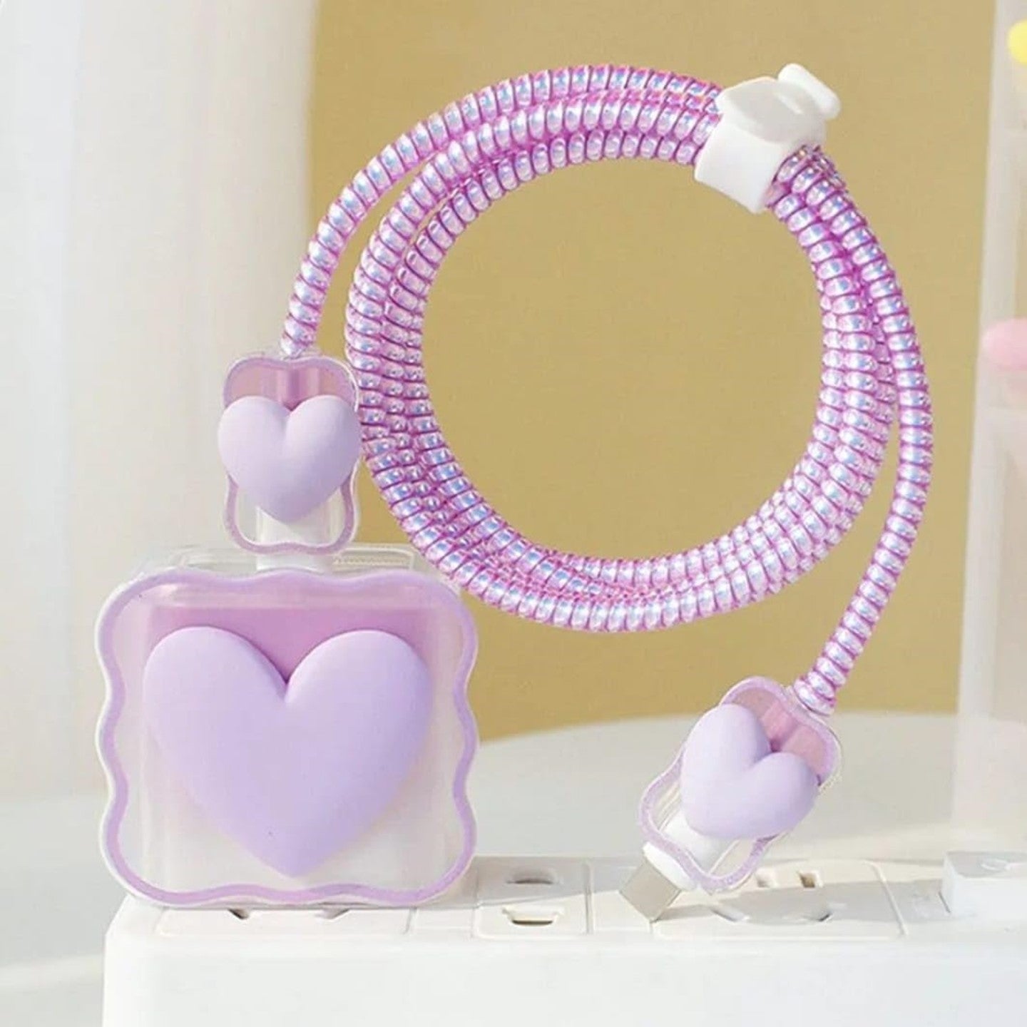 3D Heart/Bow Design Case Covers for Apple iPhone 18-20w Adaptor/Charger