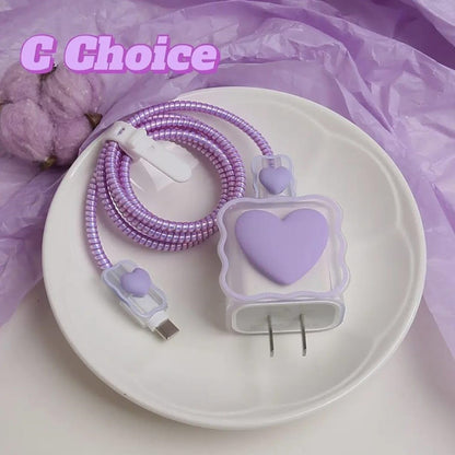 3D Heart/Bow Design Case Covers for Apple iPhone 18-20w Adaptor/Charger